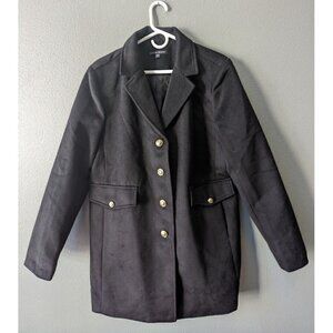 Boston Proper Women's Coat Tailored Peacoat Black Gold Button Size 18